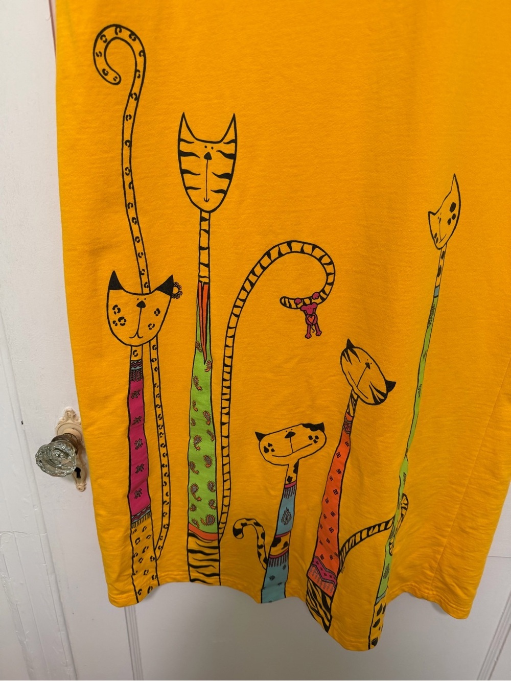 Rare 1980’s Cat and Mouse Mixed Pattern TShirt Dress by Cite Women’s Large - Picture 2 of 6
